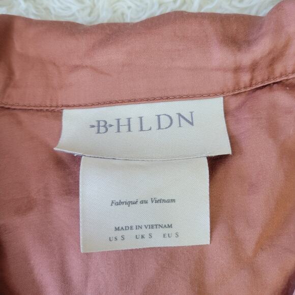 BHLDN Juniper Scalloped Heart Button Down Satin Pajama Top Shirt Blouse Small - Picture 8 of 8